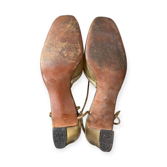 Vintage Herbert Levine Mod Sling Back Pump,  Size 7 1/2 B, Gold - Picture 8 of 16